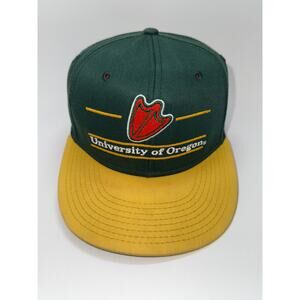 Vintage Oregon Ducks The Game Snapback Hat UO Green Yellow